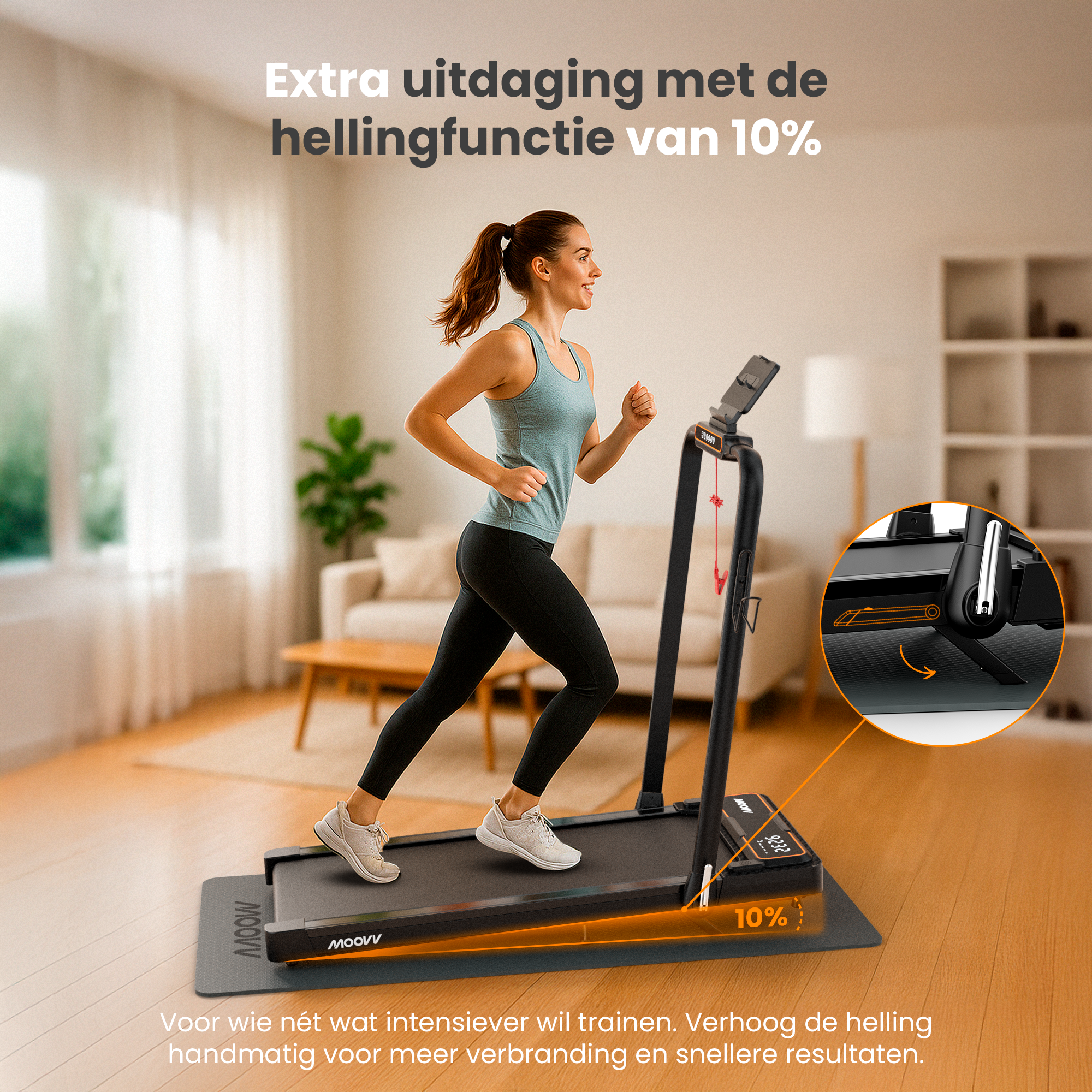 Moovv SmartStep Pro v3 Incline - Klappbares Laufband mit Steigung 1–12 km/h
